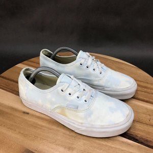 Vans Authentic Blue White Clouds Canvas Skate Shoes Low Top Lace Up Womens‎ 6.5